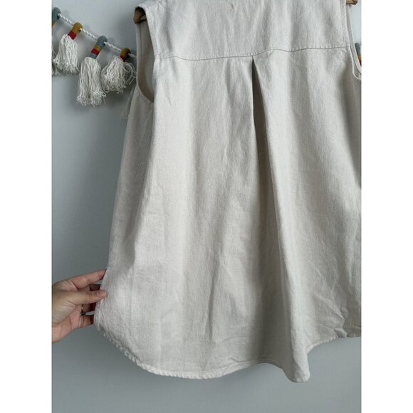 Hackwith Design House Cream V-neck Sleeveless High Low Hem Top Neutral Basics XS - Picture 7 of 9